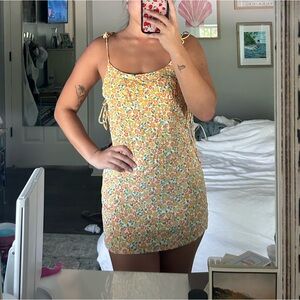 Orange Floral Mini Dress